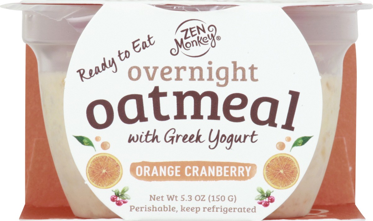 slide 1 of 13, Zen Monkey Overnight Orange Cranberry Oatmeal with Greek Yogurt 5.3 oz, 5.3 oz