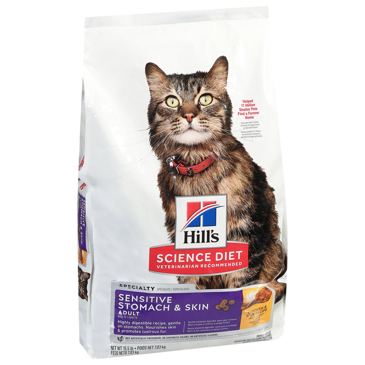 slide 3 of 15, Hill's Science Diet Adult Specialty Sensitive Stomach & Skin Premium Chicken & Rice Recipe Cat Food 15.5 lb, 15.5 lb