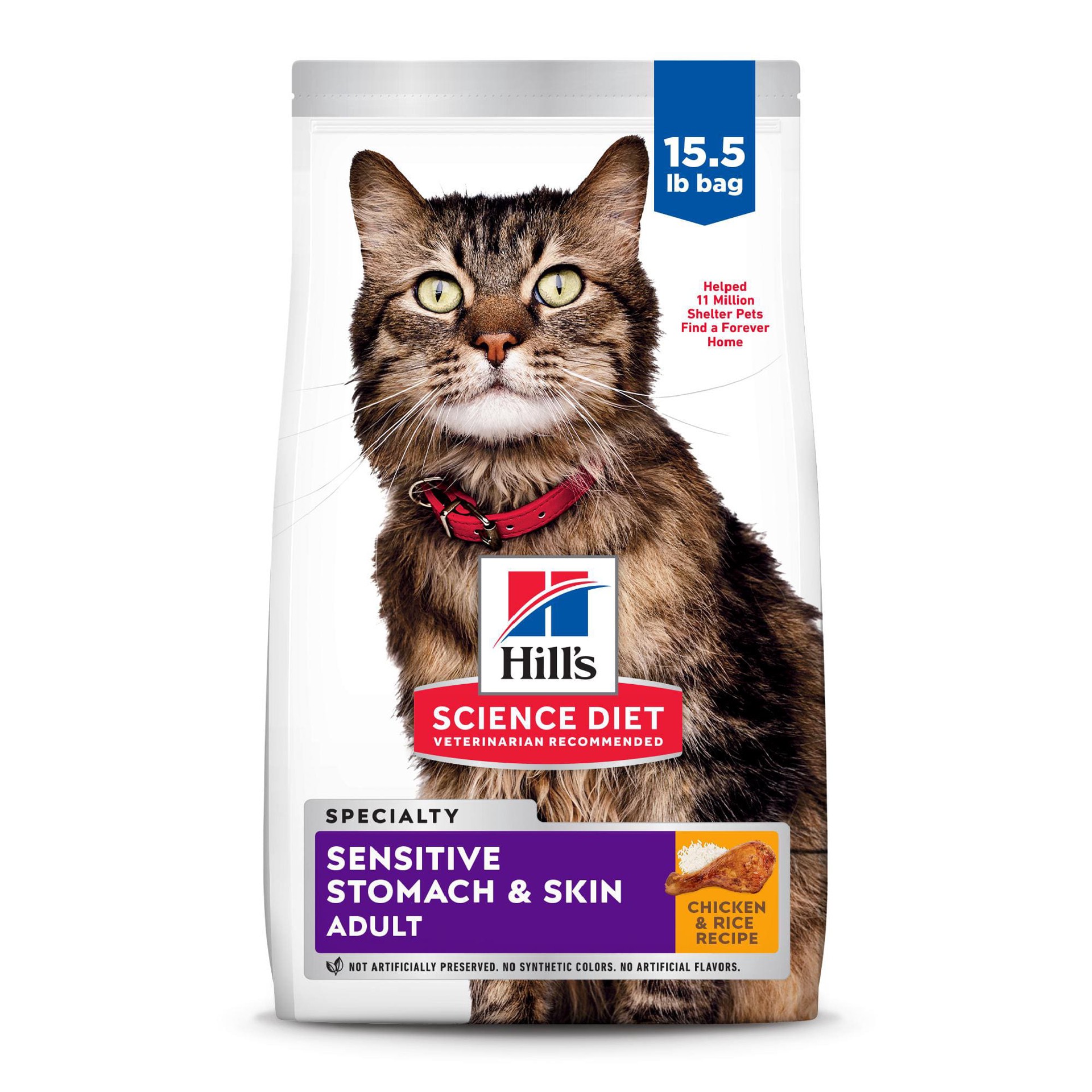 slide 1 of 15, Hill's Science Diet Adult Specialty Sensitive Stomach & Skin Premium Chicken & Rice Recipe Cat Food 15.5 lb, 15.5 lb