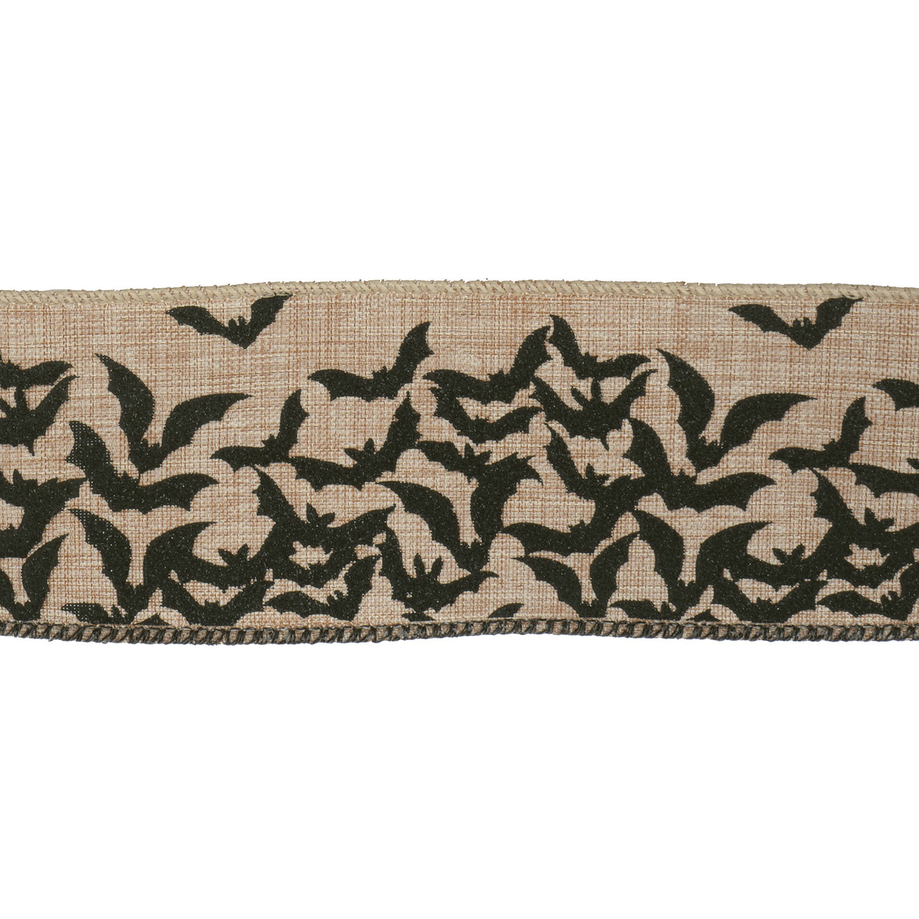 slide 3 of 3, 2.5" X 20ft. Glitter Bats Wired Faux Burlap Ribbon By Celebrate It Halloween, 2.5 in x 6.6 yd