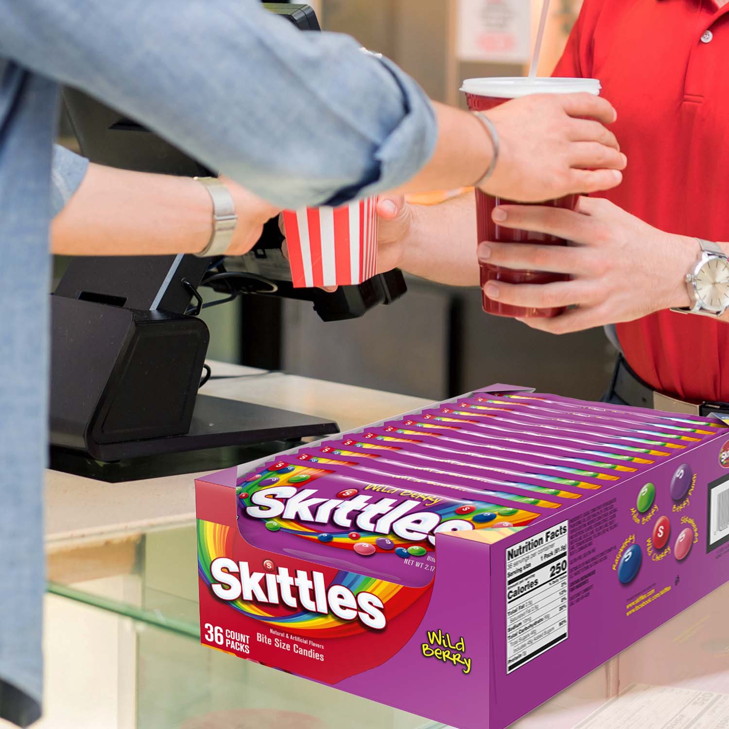 slide 7 of 8, SKITTLES Wild Berry Fruity Candy, 2.17-Ounce Pouch (36-Count Box), 36 ct