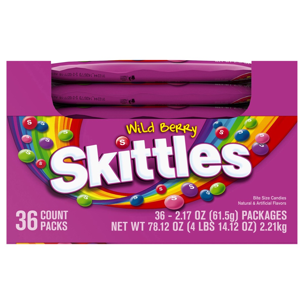 slide 1 of 8, SKITTLES Wild Berry Fruity Candy, 2.17-Ounce Pouch (36-Count Box), 36 ct