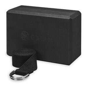slide 1 of 1, Gaiam Yoga Block And Strap Combo, Black, 1 ct