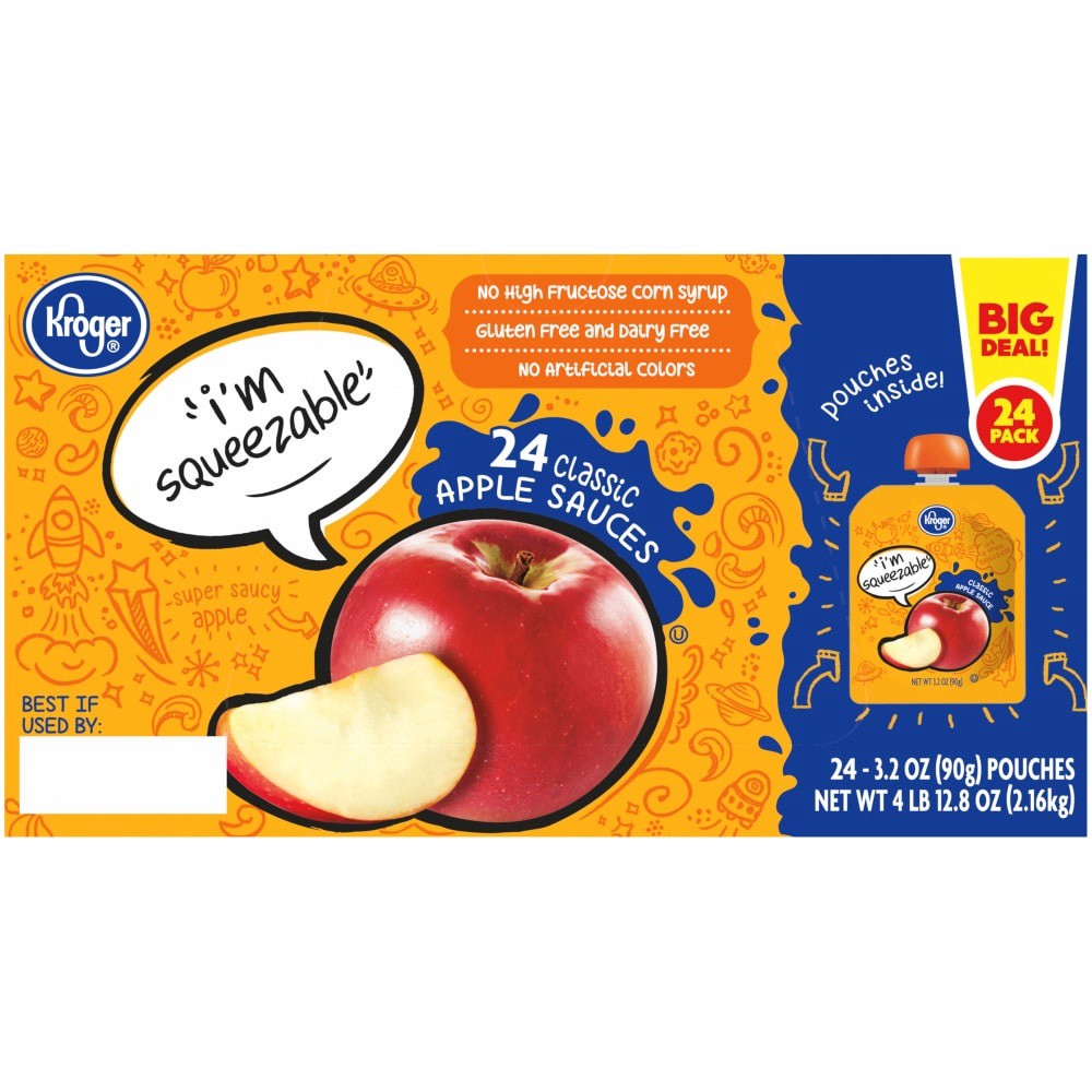 slide 3 of 5, Kroger Classic Apple Sauce Pouches, 24 ct; 3.2 oz