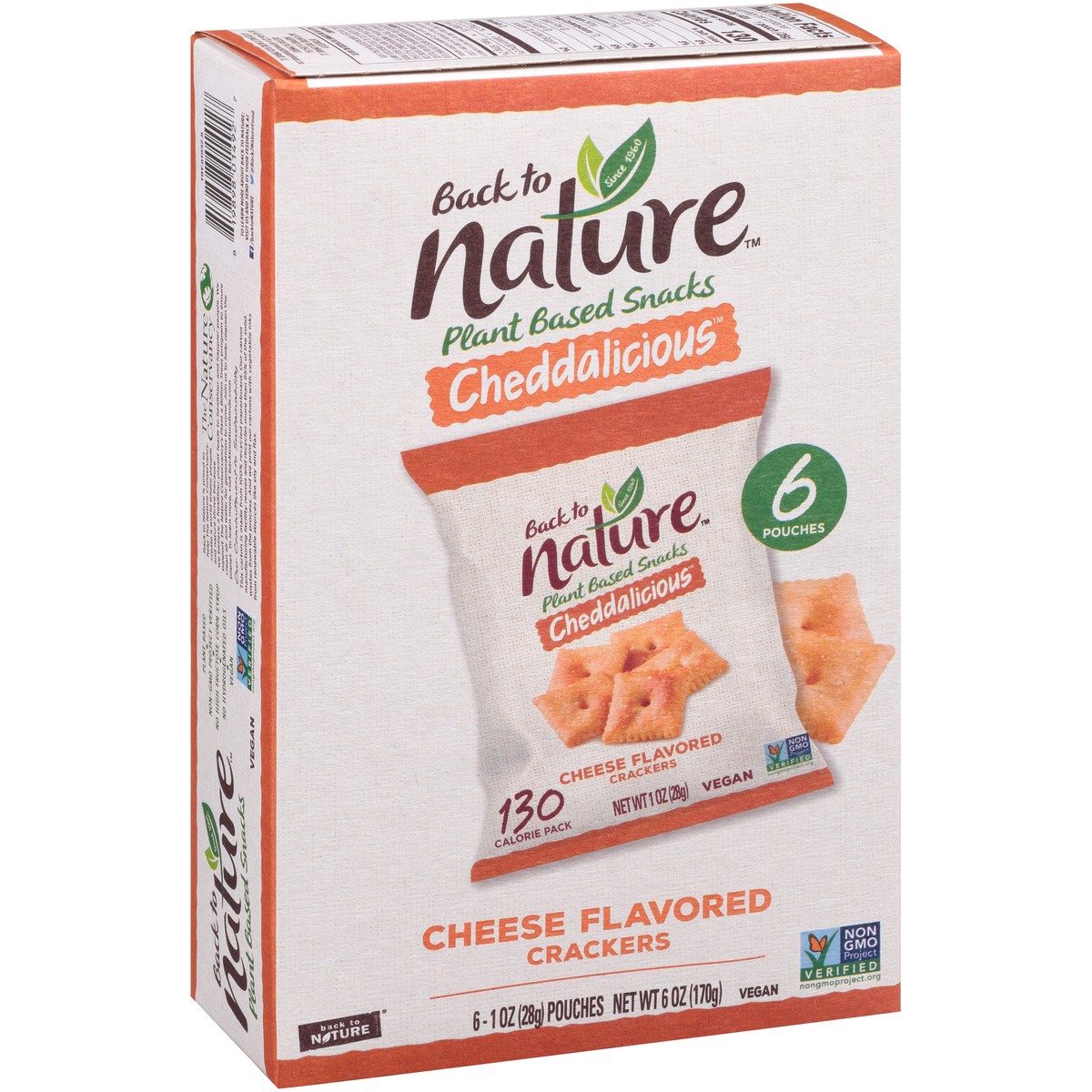 slide 2 of 9, Back to Nature™ Cheddalicious™ Cheese Flavored Crackers 6-1 oz. Pouches, 6 oz