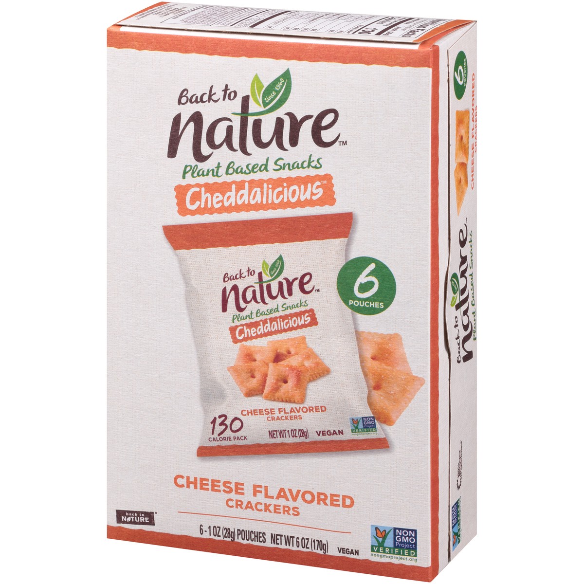 slide 3 of 9, Back to Nature™ Cheddalicious™ Cheese Flavored Crackers 6-1 oz. Pouches, 6 oz