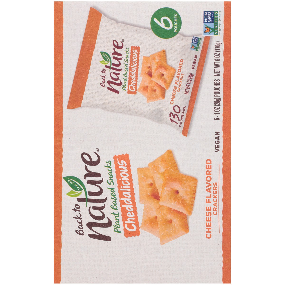 slide 5 of 9, Back to Nature™ Cheddalicious™ Cheese Flavored Crackers 6-1 oz. Pouches, 6 oz