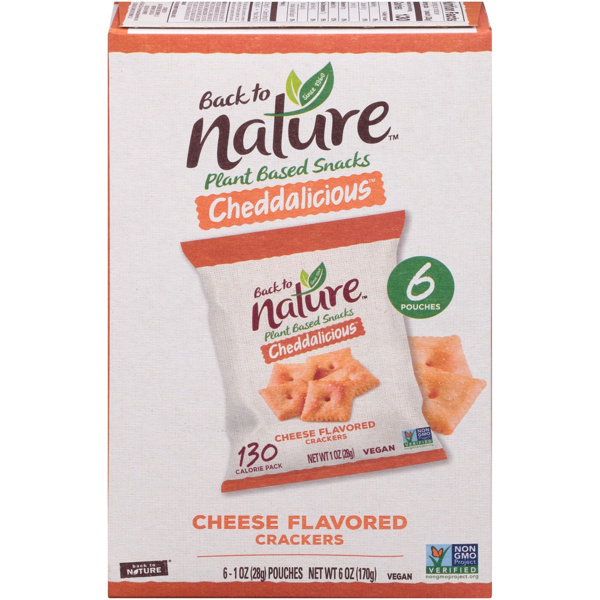 slide 1 of 9, Back to Nature™ Cheddalicious™ Cheese Flavored Crackers 6-1 oz. Pouches, 6 oz