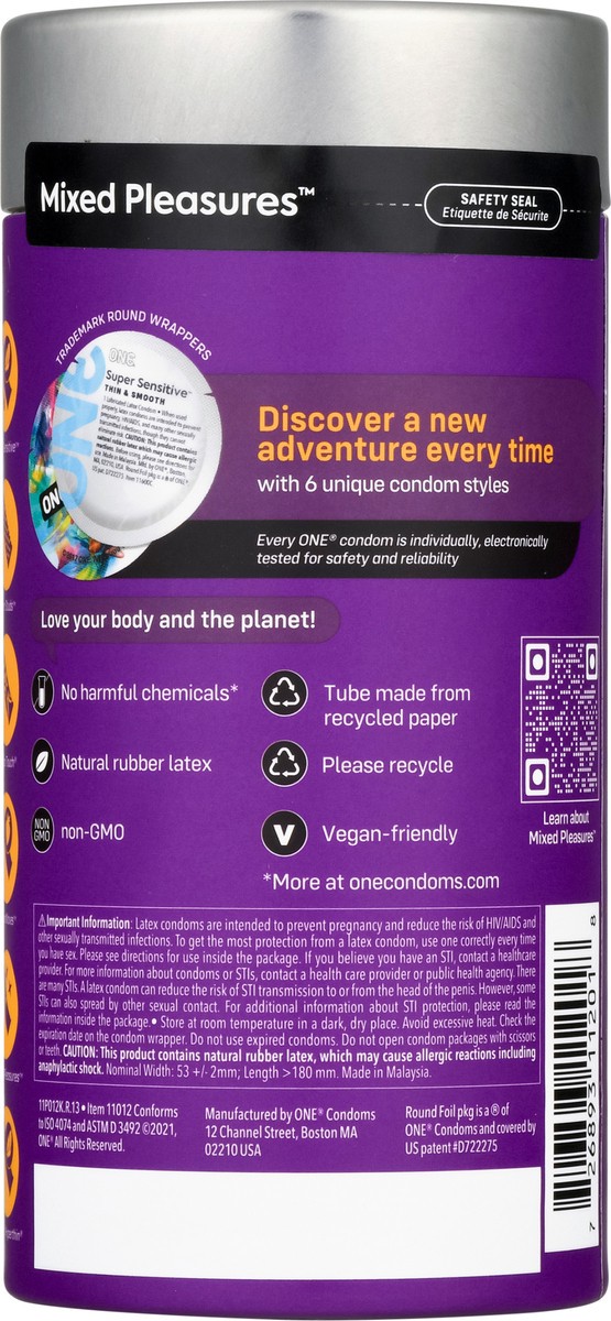 slide 12 of 12, One Mixed Pleasures Adventure Pack Triple Tested Condoms 12 ea, 12 ct