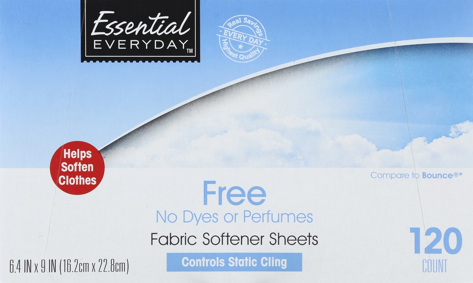 slide 1 of 1, Essential Everyday Free Fabric Softener Sheet, 120 ct