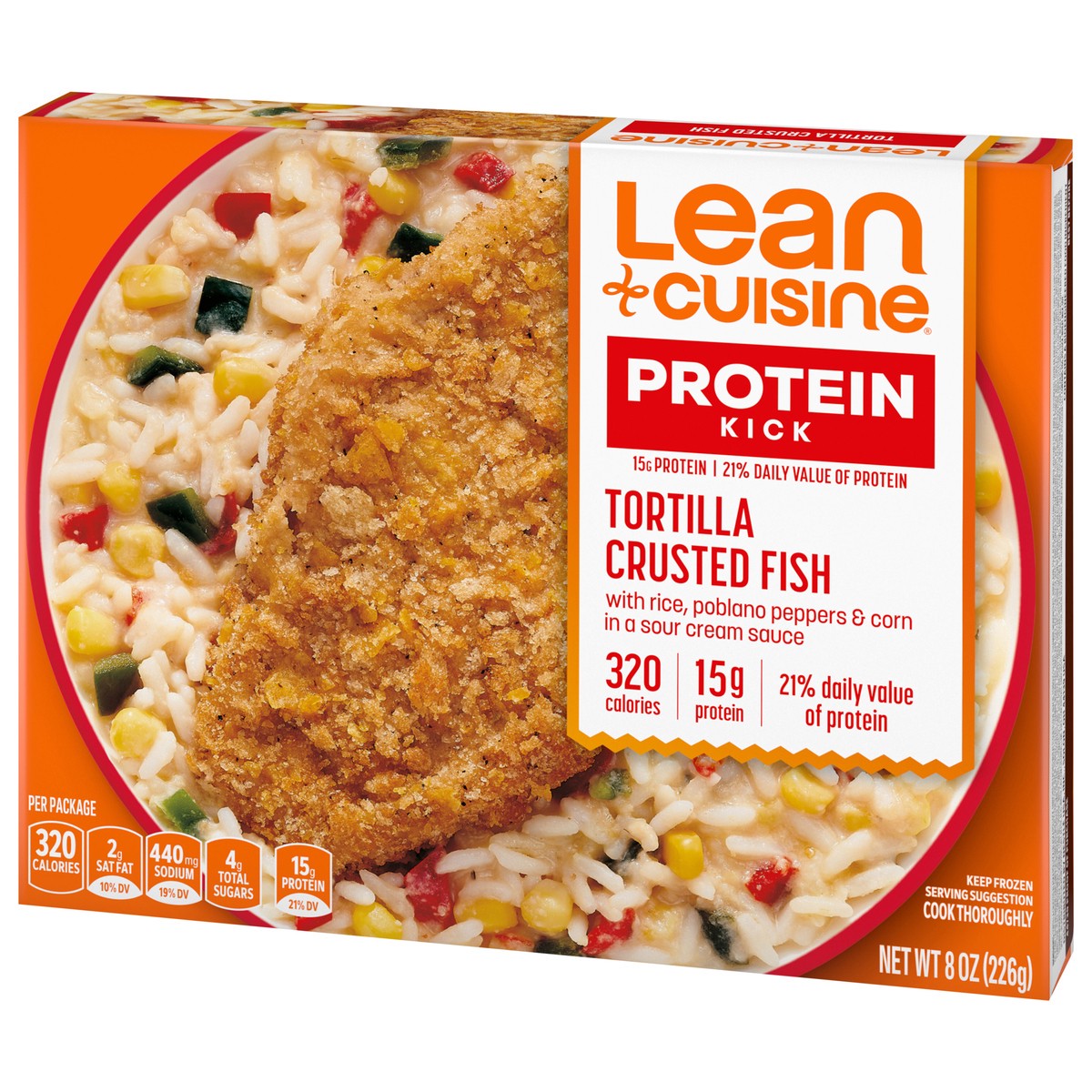 slide 3 of 9, Lean Cuisine Frozen Meal Tortilla Crusted Fish, Protein Kick Microwave Meal, Microwave Fish Dinner, Frozen Dinner for One, 8 oz