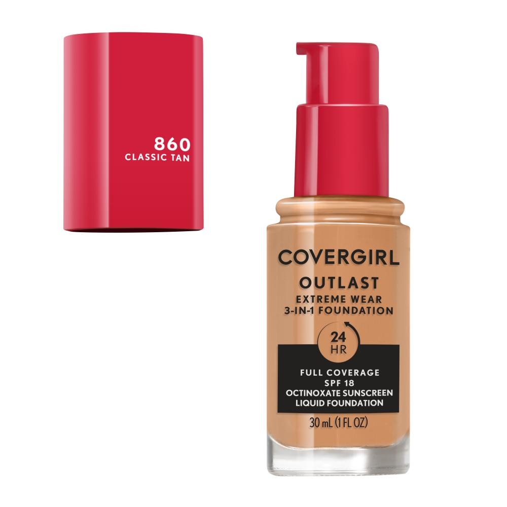 slide 1 of 1, Covergirl Outlast Extreme Wear Liquid Foundation, Caramel Beige 856, 1.01 fl oz