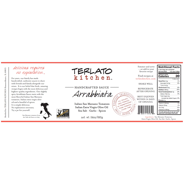 slide 5 of 5, Terlato Kitchen Arrabbiata Sauce, 24 oz