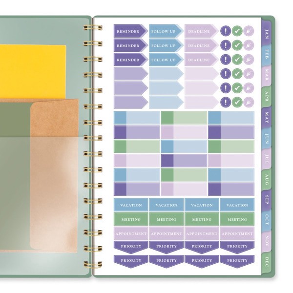slide 7 of 9, 2025-2026 At-A-Glance Badge Weekly/Monthly Planner, 5-1/2"" X 8-1/2"", Green Tile, January To January, 1 ct