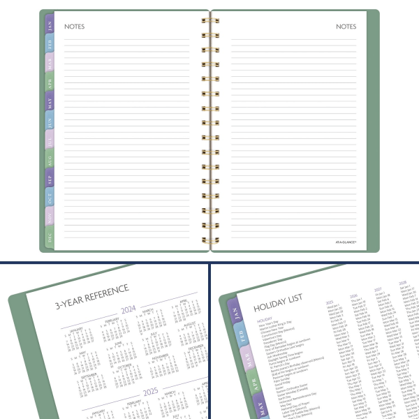 slide 5 of 9, 2025-2026 At-A-Glance Badge Weekly/Monthly Planner, 5-1/2"" X 8-1/2"", Green Tile, January To January, 1 ct