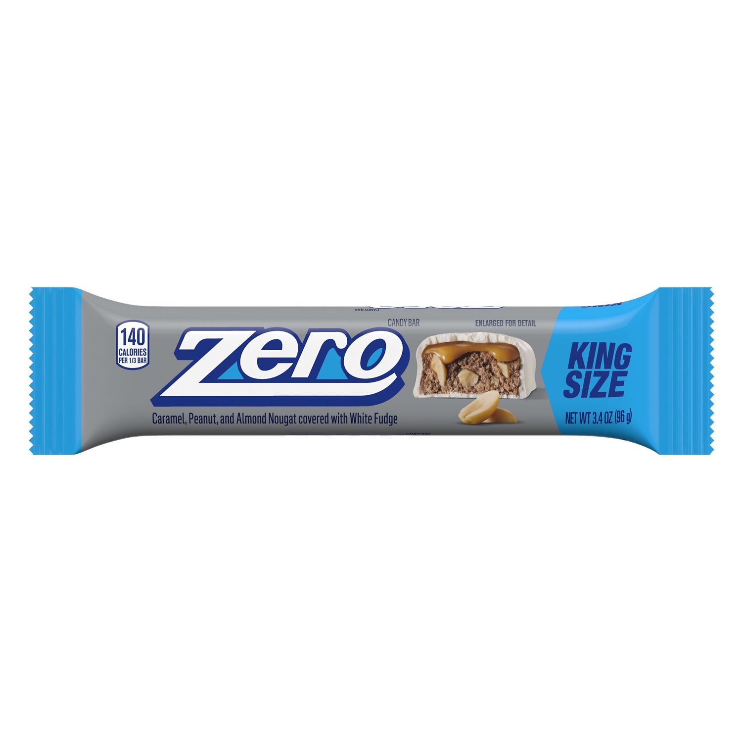 slide 1 of 5, ZERO White Fudge, Caramel, Peanut, Almond Nougat King Size, Candy Bar, 3.4 oz, 3.4 oz