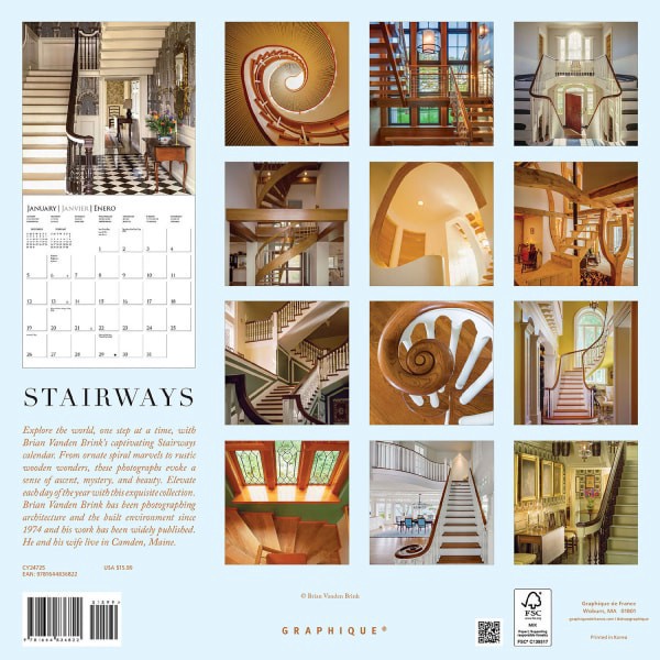 slide 4 of 5, 2025 Graphique Hobbies Monthly Wall Calendar, 12"" X 12"", Stairways, January 2025 To December 2025, Cy247, 1 ct
