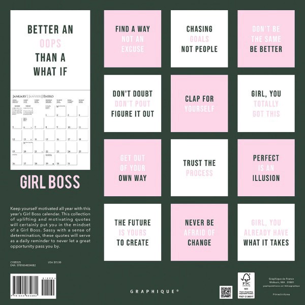 slide 2 of 5, 2025 Graphique Inspirational Monthly Wall Calendar, 12"" X 12"", Girl Boss, January 2025 To December 2025, Cy855, 1 ct