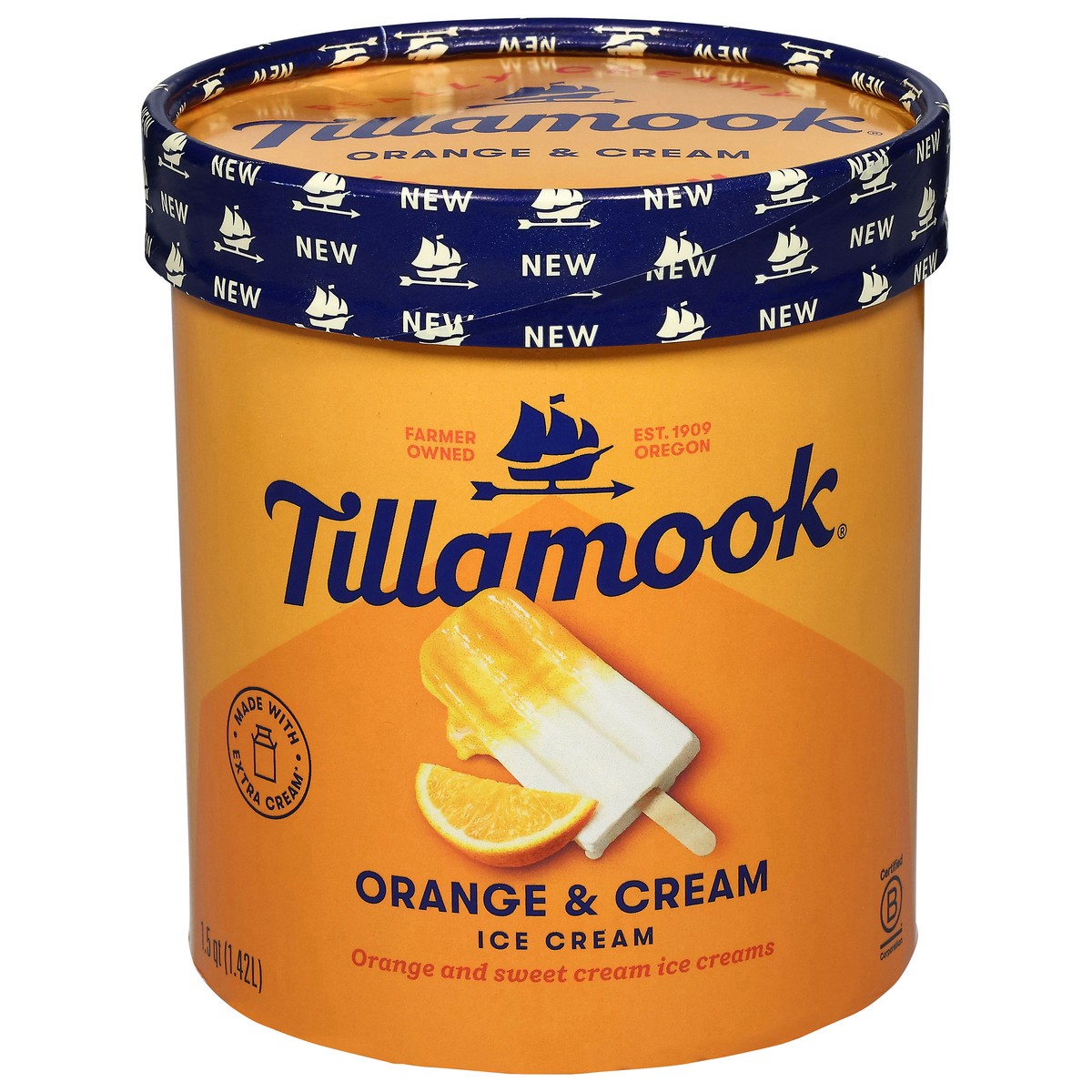 slide 1 of 15, Tillamook Orange & Cream Ice Cream 1.5 qt, 1.5 qt