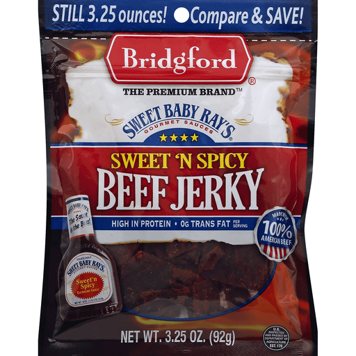 slide 2 of 2, Bridgford Sweet N Spicy Beef Jerky, 3.25 oz