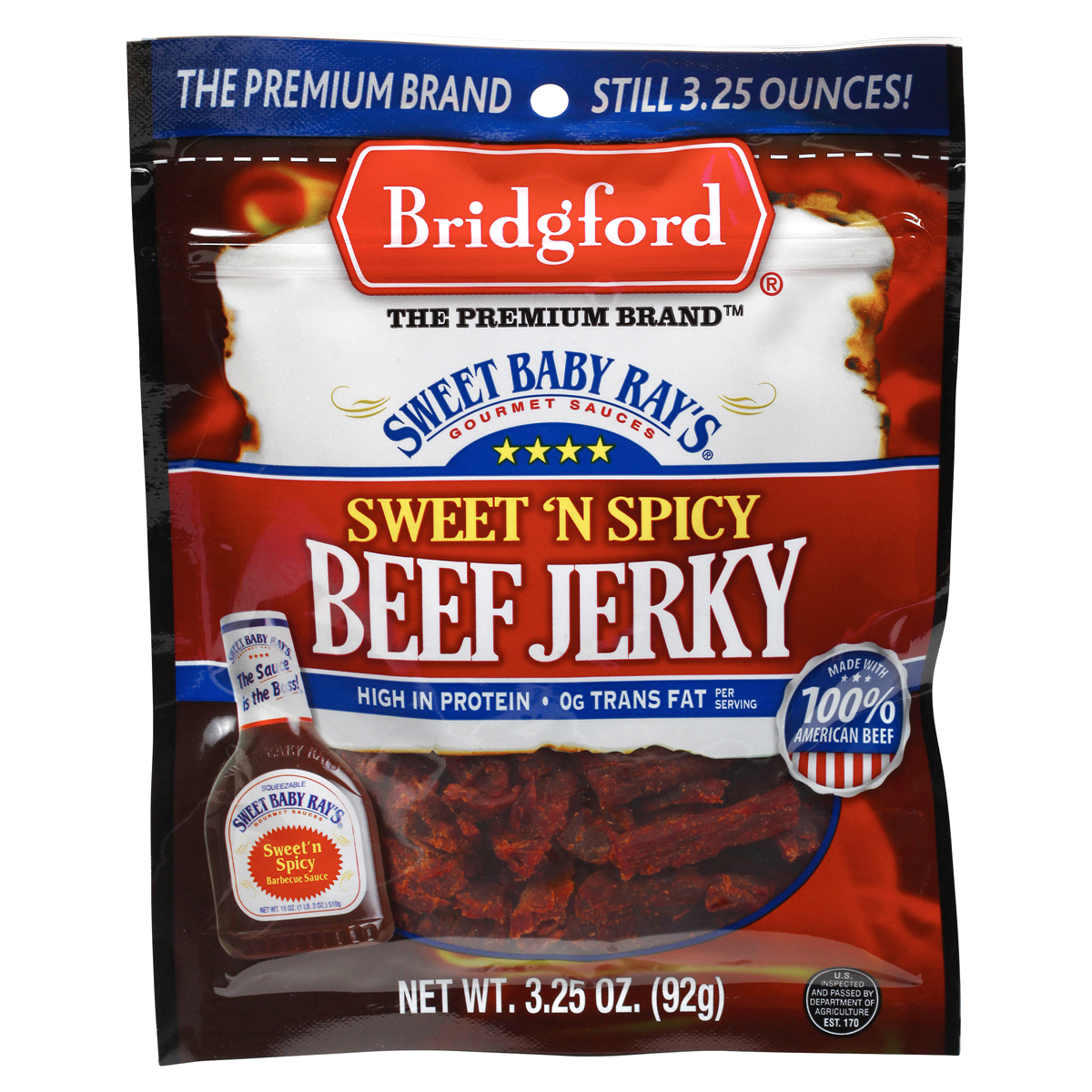 slide 1 of 2, Bridgford Sweet N Spicy Beef Jerky, 3.25 oz