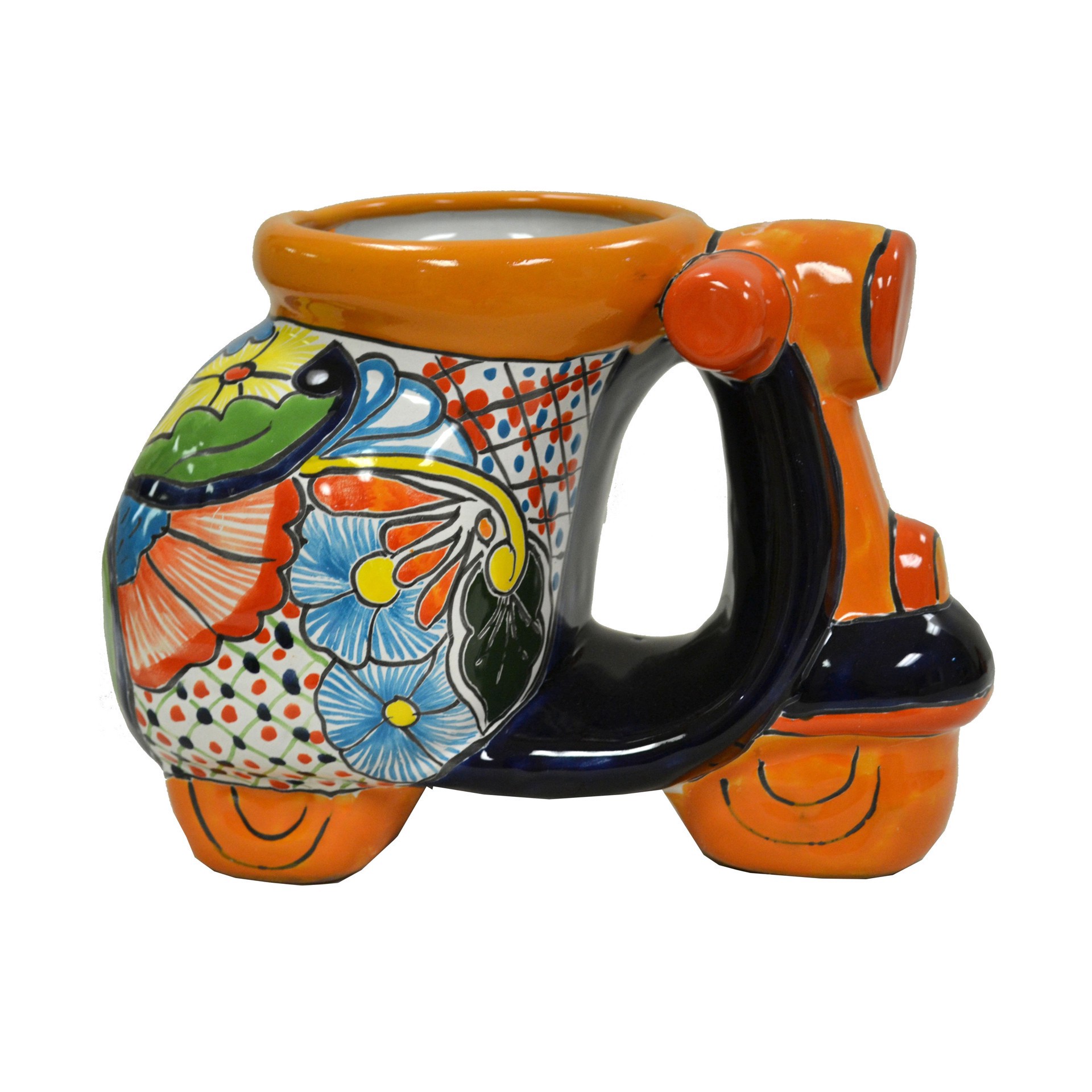 slide 1 of 1, Blue Orange Pottery Orange Talavera Vespa Planter, 1 ct