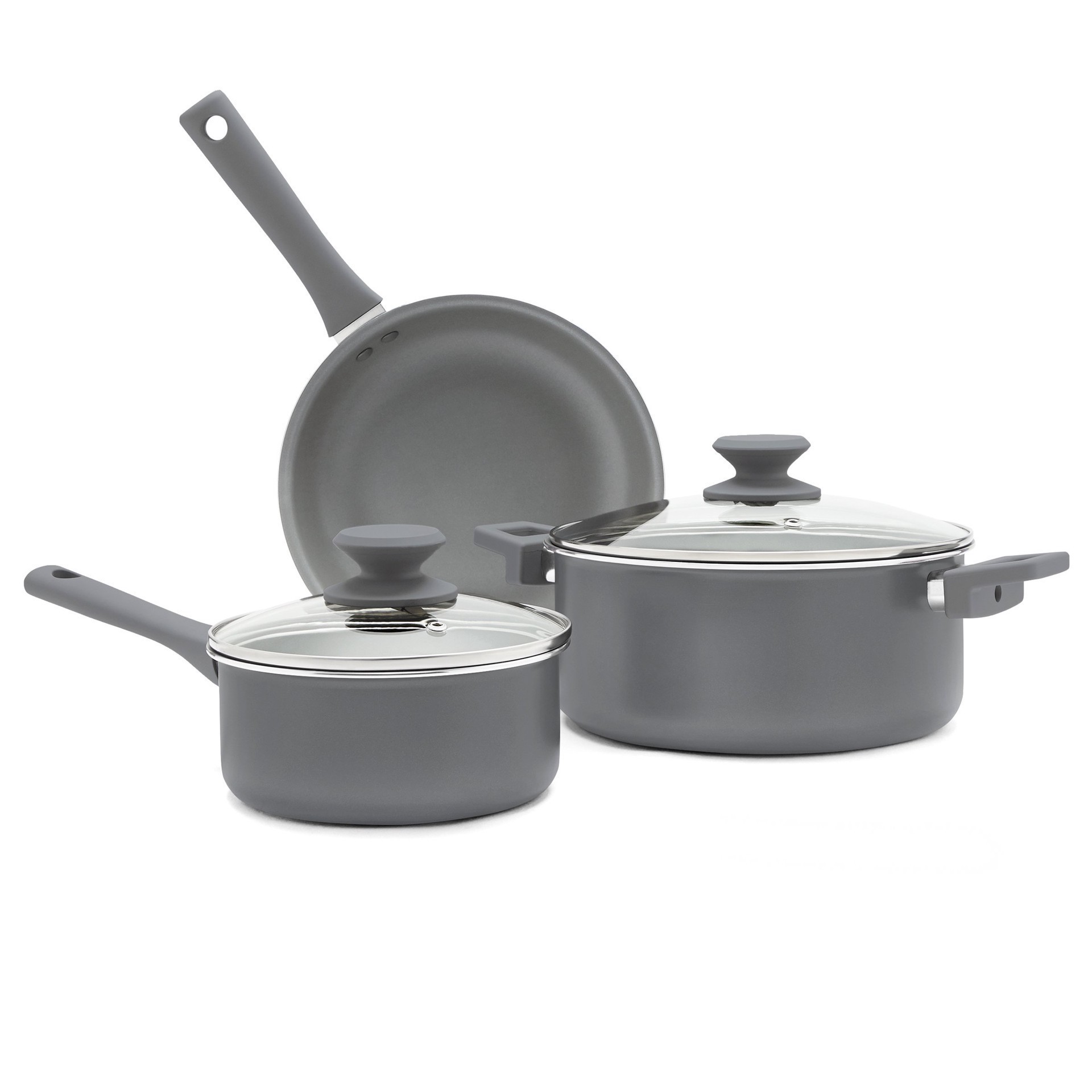 slide 1 of 1, our goods Non-Stick Cookware Set - Pebble Gray, 5 ct