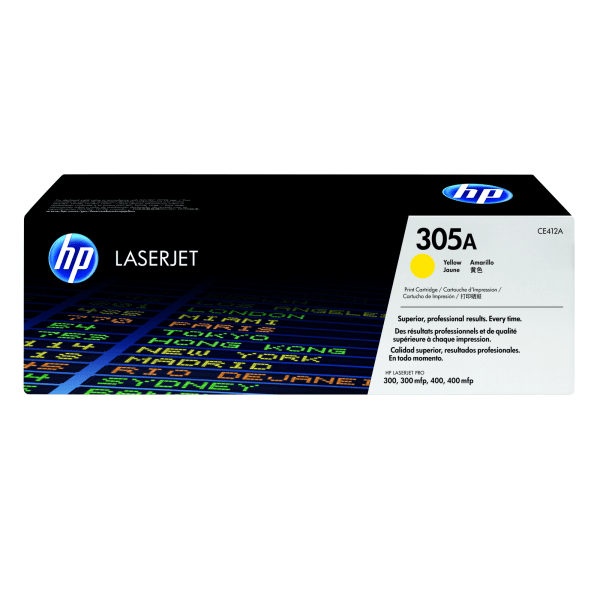 slide 1 of 4, HP 305A (Ce412A) Yellow Original Laserjet Toner Cartridge, 1 ct