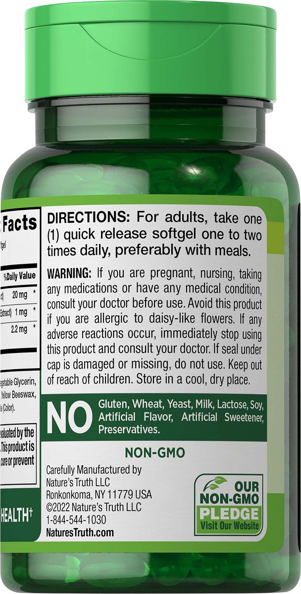 slide 5 of 5, Nature's Truth Lutein 20 mg + Zeaxan & Bilberry 39 SG, 39 ct