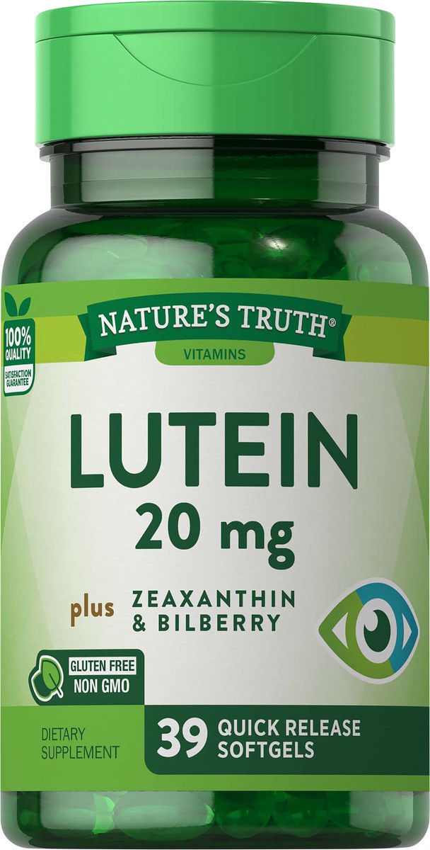 slide 3 of 5, Nature's Truth Lutein 20 mg + Zeaxan & Bilberry 39 SG, 39 ct