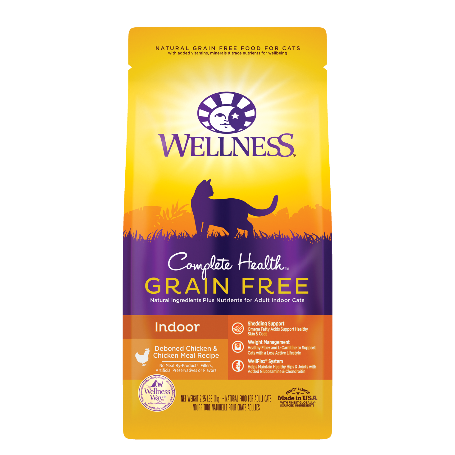 slide 1 of 5, Wellness Complete Health Grain-Free Indoor Deboned Chicken Recipe Dry Cat Food, 2.25 Pound Bag, 2.25 lb