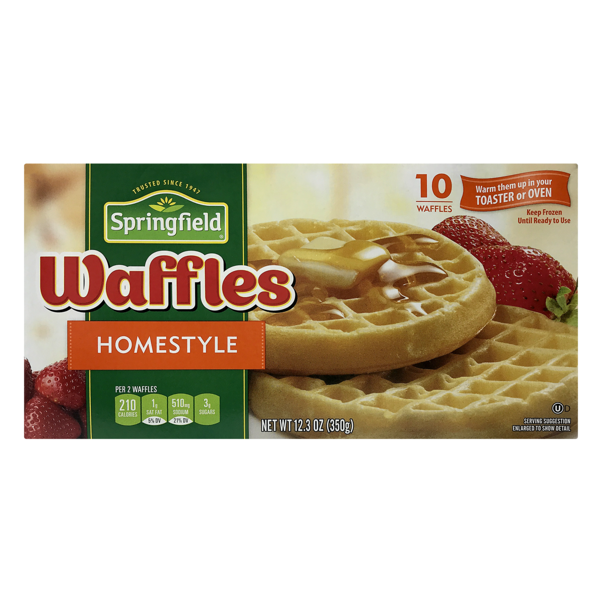 slide 1 of 1, Springfield Homestyle Waffles, 12.3 oz