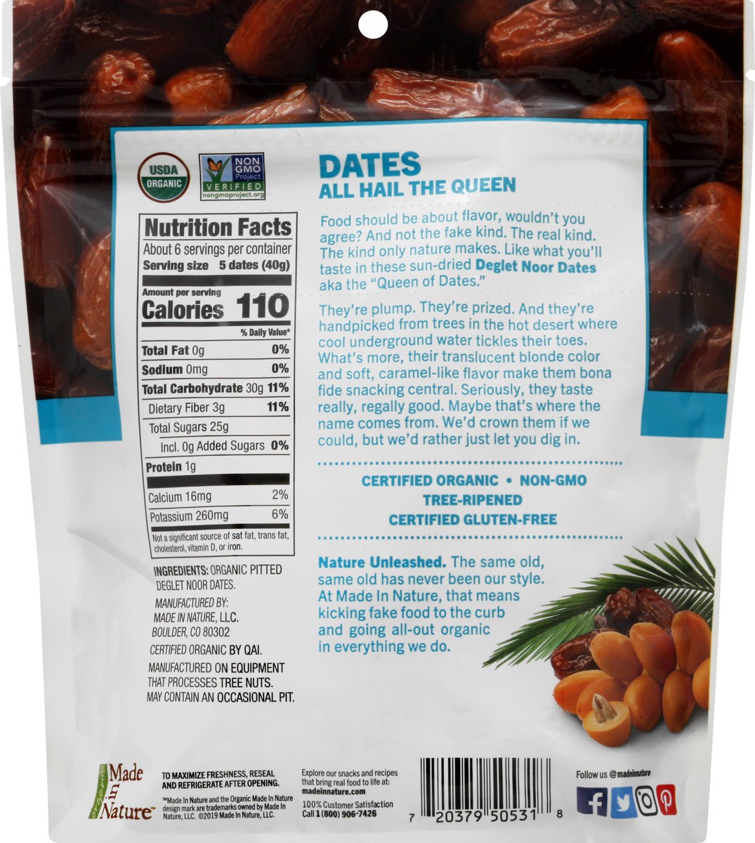 slide 5 of 9, Made in Nature Dried Deglet Noor Organic Dates 8 oz, 8 oz