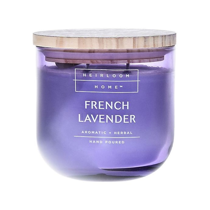 slide 1 of 2, Heirloom Home French Lavender Jar Candle with Wood Lid, 14 oz