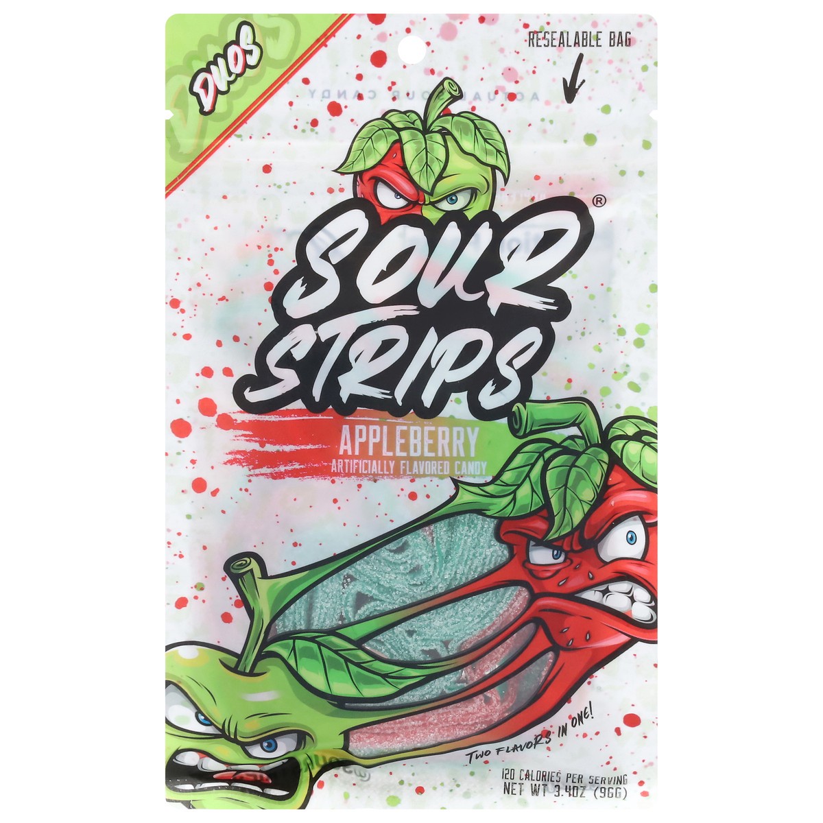 slide 9 of 14, Sour Strips Duos Appleberry Candy 3.4 oz, 3.4 oz