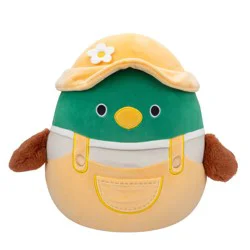 Squishmallows 10 inch Mallard Duck in Light Yellow Overalls and Hat