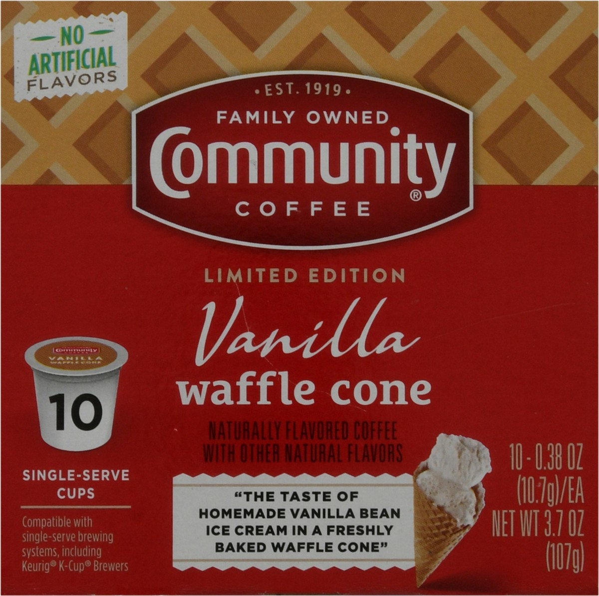 slide 6 of 9, Community Coffee Vanilla Waffle Cone, 10 ct