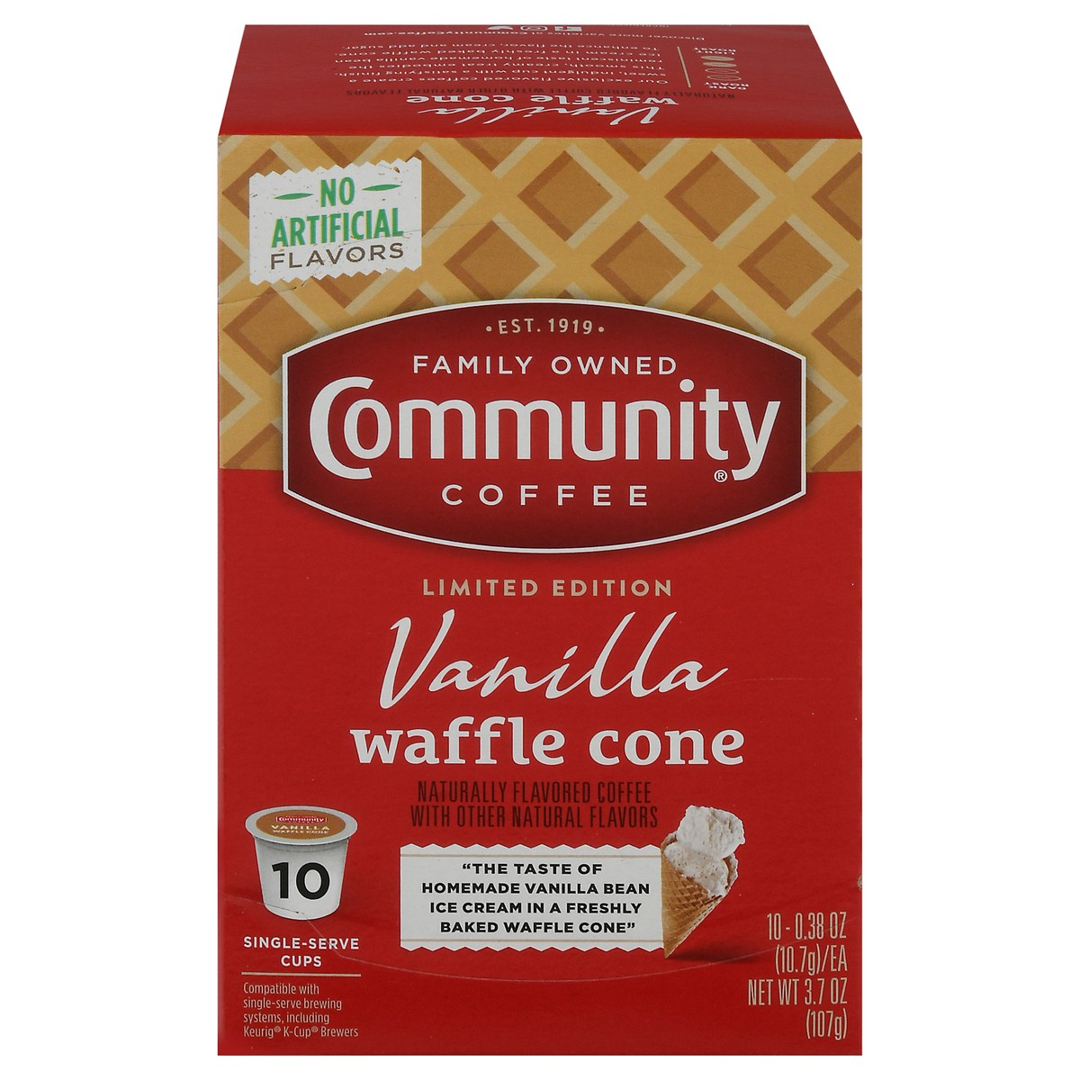 slide 1 of 9, Community Coffee Vanilla Waffle Cone, 10 ct