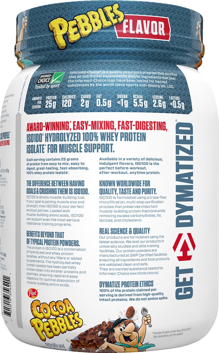 slide 2 of 4, Dymatize ISO100 Hydrolyzed Cocoa Pebbles Protein Powder 22.6 oz, 22.6 oz