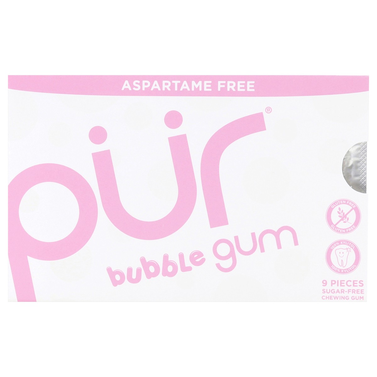 slide 1 of 12, PUR Sugar-Free Aspartame Free Bubblegum Gum 9 Pieces, 0.42 oz