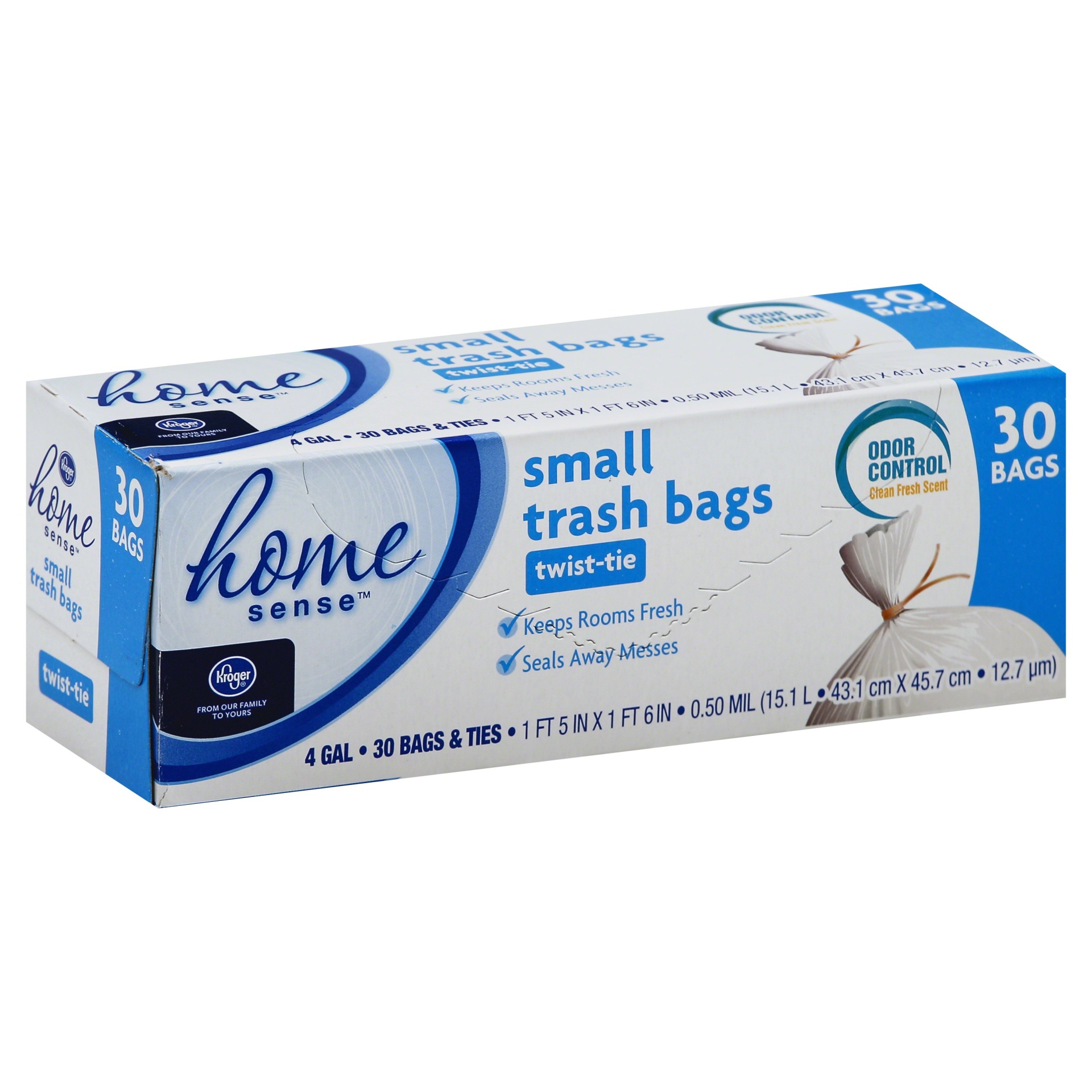 slide 1 of 1, Kroger Home Sense Small Trash Bags - Twist Tie, 30 ct; 4 gal