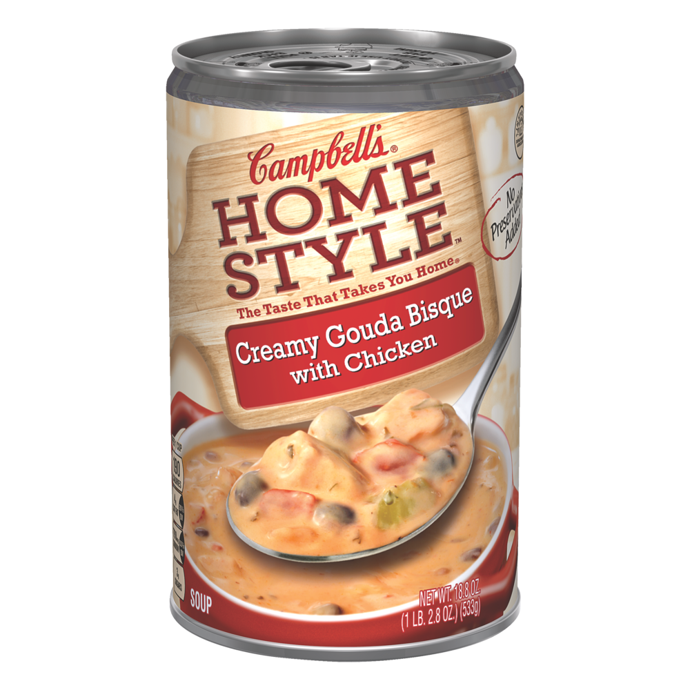 slide 1 of 2, Campbell's Homestyle Creamy Gouda Bisque With Chicken Soup, 18.8 oz