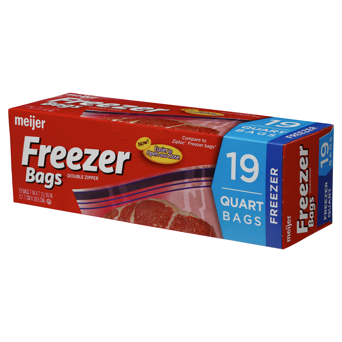 Meijer Re-Closable Double Zipper Quart Freezer Bags 19 ct | Shipt