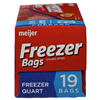slide 14 of 17, Meijer Reclosable Double Zipper Freezer Bags, Quart, 19 ct