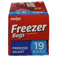 slide 15 of 17, Meijer Reclosable Double Zipper Freezer Bags, Quart, 19 ct