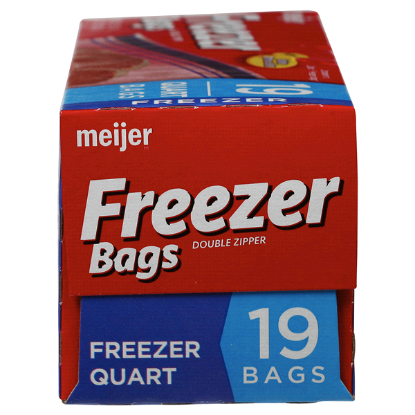 slide 16 of 17, Meijer Reclosable Double Zipper Freezer Bags, Quart, 19 ct