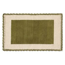 Loloi Sylvie Border Scatter Rug, 20 in x 32 in, Green