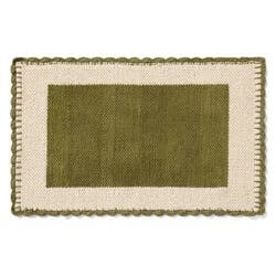 Loloi Sylvie Border Scatter Rug, 20 in x 32 in, Green