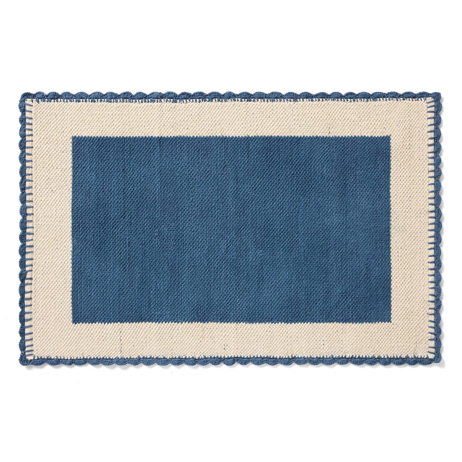 slide 1 of 4, Loloi Sylvie Border Scatter Rug, 30 In X 45 In, Blue, 30 x 45
