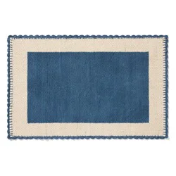 Loloi Sylvie Border Scatter Rug, 30 In X 45 In, Blue